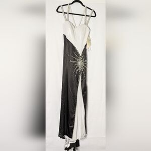 PARTYTIME Black & White Strappy Prom Formal Pageant Gown NWT Beaded Sequins Sz 6